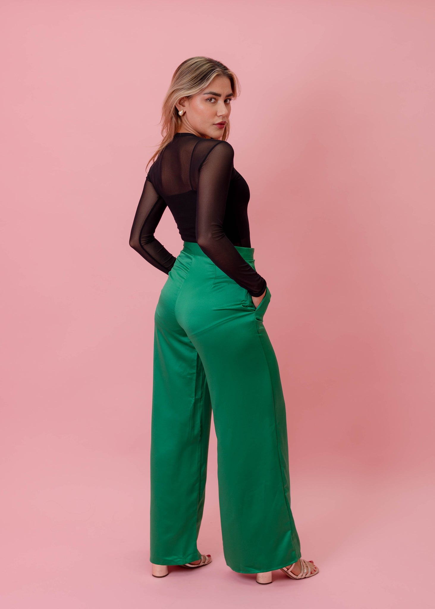 SATIN GREEN PANT