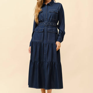 LONG DARK DENIM DRESS