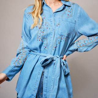 DENIM STUDDED SHIRT
