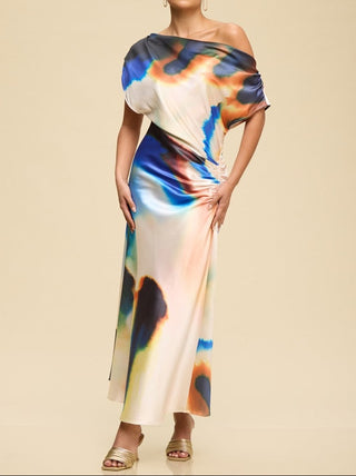 COLORED SATIN DRESS