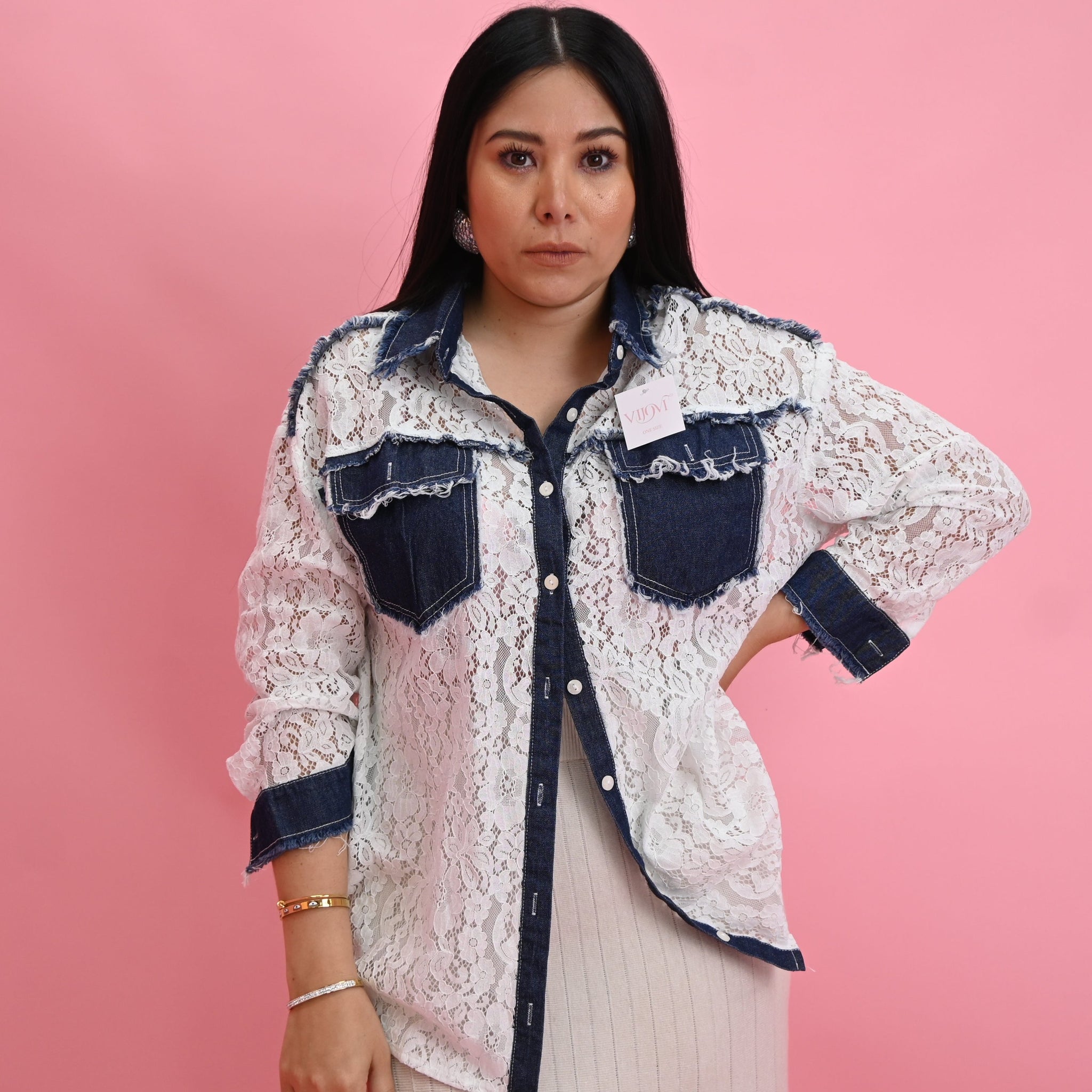 ENCAJE DENIM BLOUSE