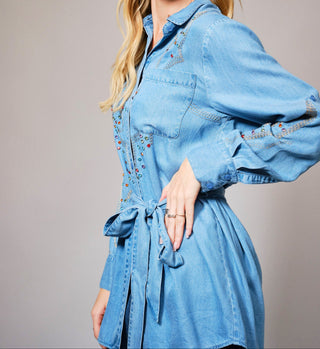 DENIM STUDDED SHIRT