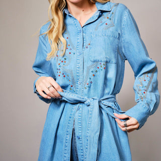 DENIM STUDDED SHIRT