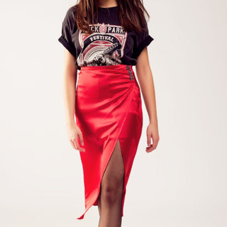 SATIN RED SKIRT