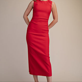 RED MIDI DRESS