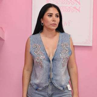 CRYSTAL DENIM TOP