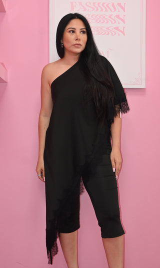 BLACK SATIN TOP