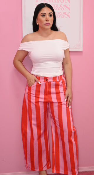 STRIPE RED JEANS