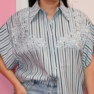 SEQUIN STRIPE BLOUSE