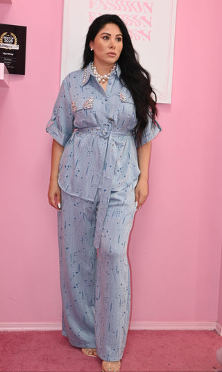 CRYSTALS DENIM SET