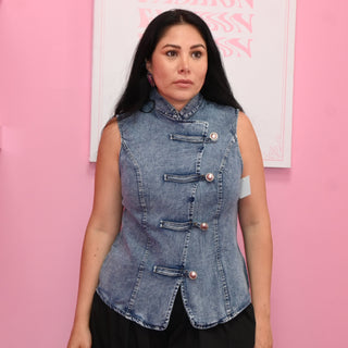 DENIM NAPOLEON TOP