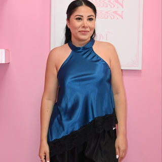 SATIN BLUE TOP