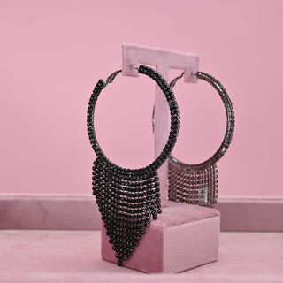 BLACK DANGLE HOOPS