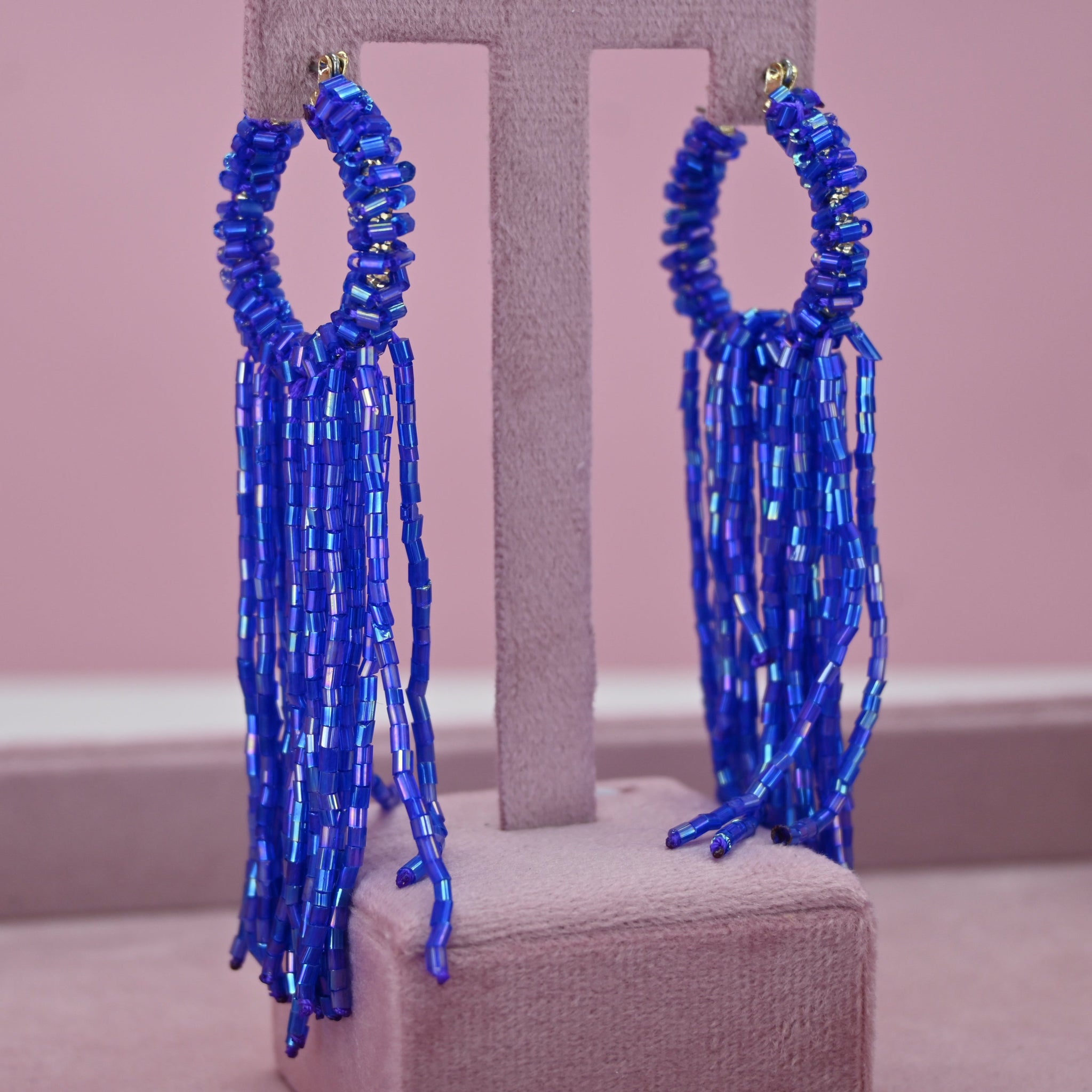 BEADED DANGLE HOOPS