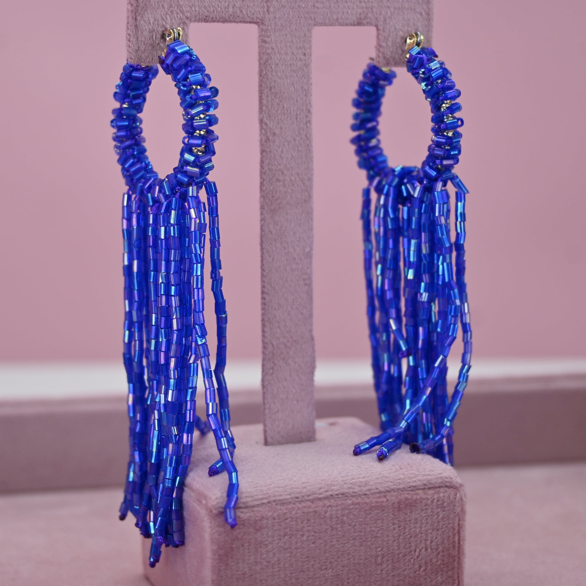 BEADED DANGLE HOOPS