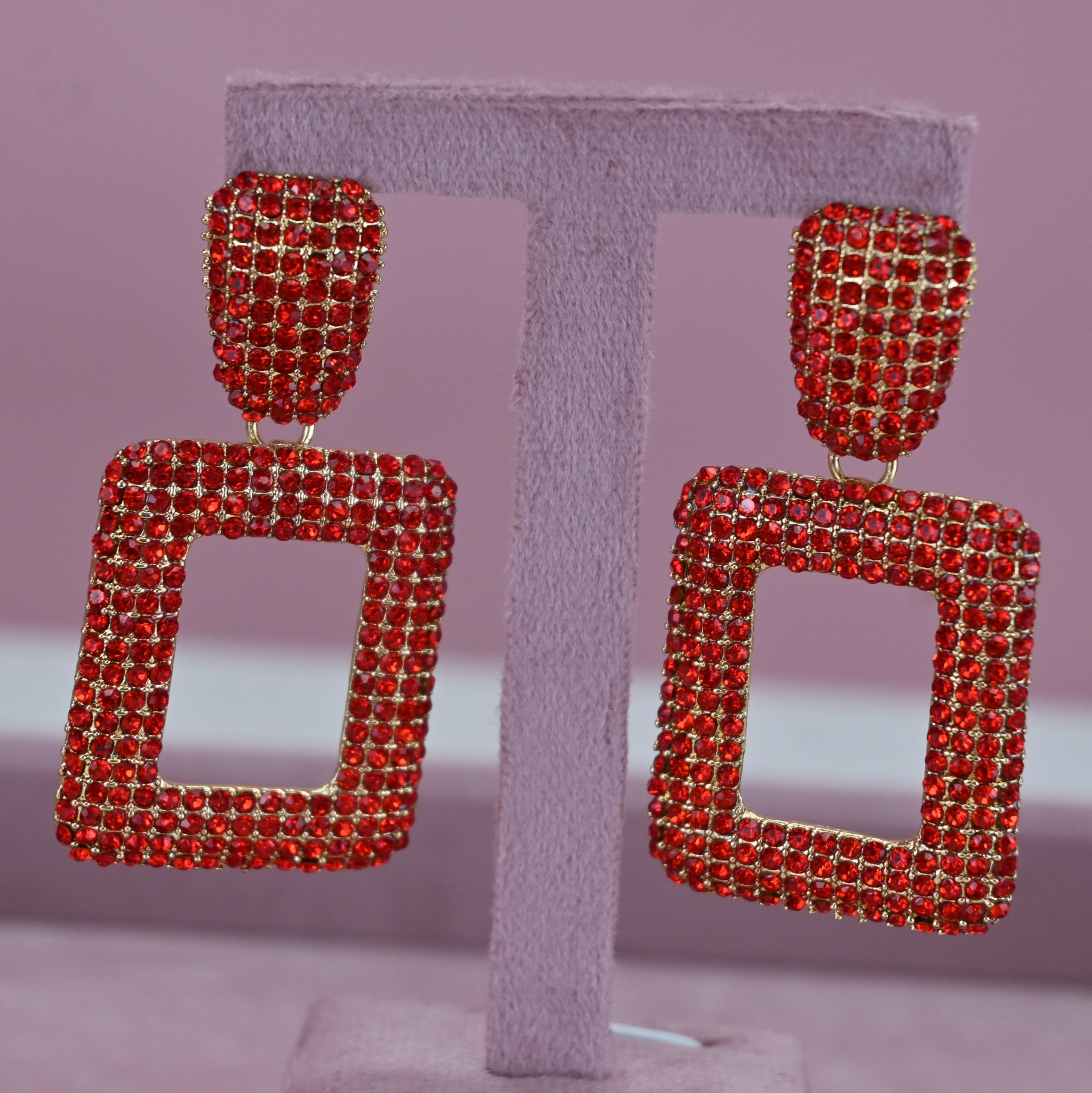 RED SQUARE  EARRINGS