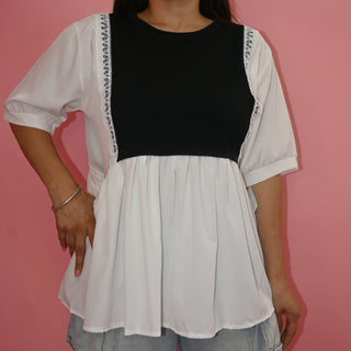 BLACK WHITE BLOUSE
