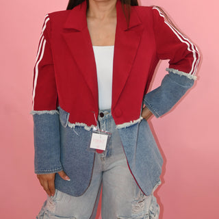 RED DENIM COAT