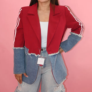 RED DENIM COAT