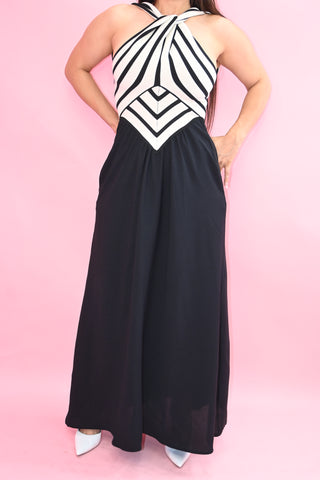 STRIPE BLACK DRESS