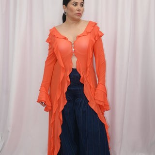ORANGE RUFFLE TOP