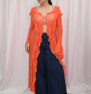 ORANGE RUFFLE TOP