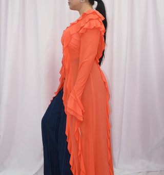 ORANGE RUFFLE TOP