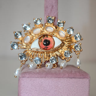EYE PEARL BROCHE