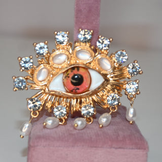 EYE PEARL BROCHE
