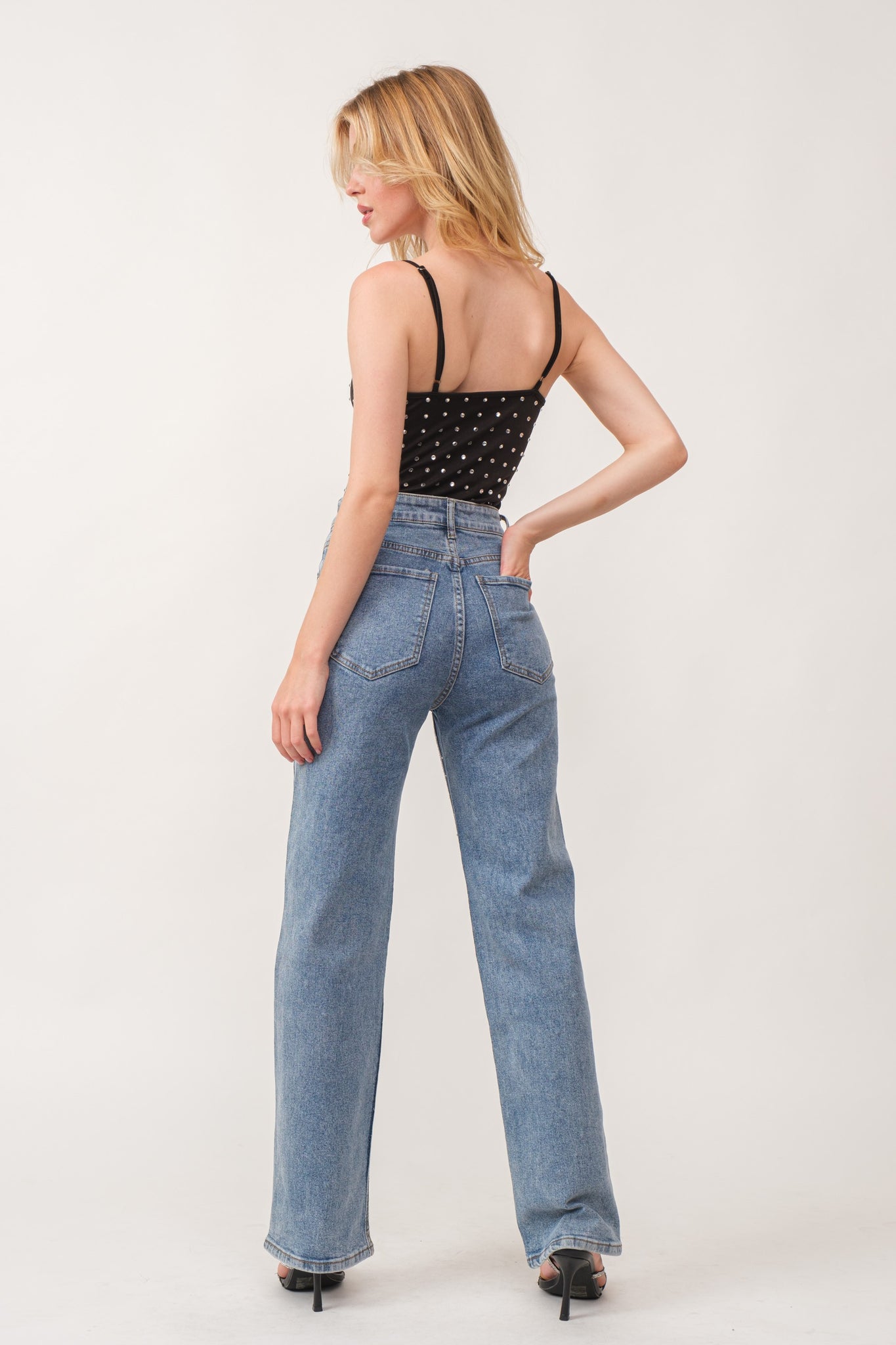 DARK RHINESTONE JEANS