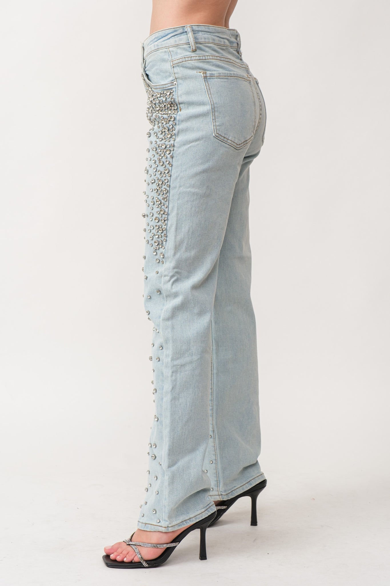 JEANS DE CRISTAL PLATEADO