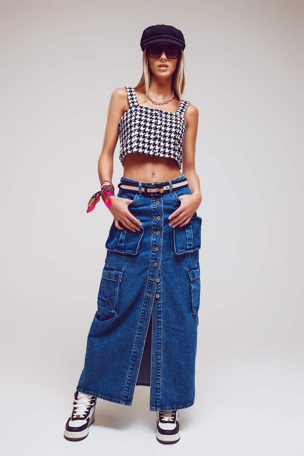 CARGO DENIM SKIRT