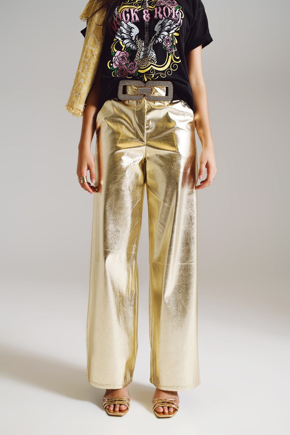 GOLD METALLIC PANT