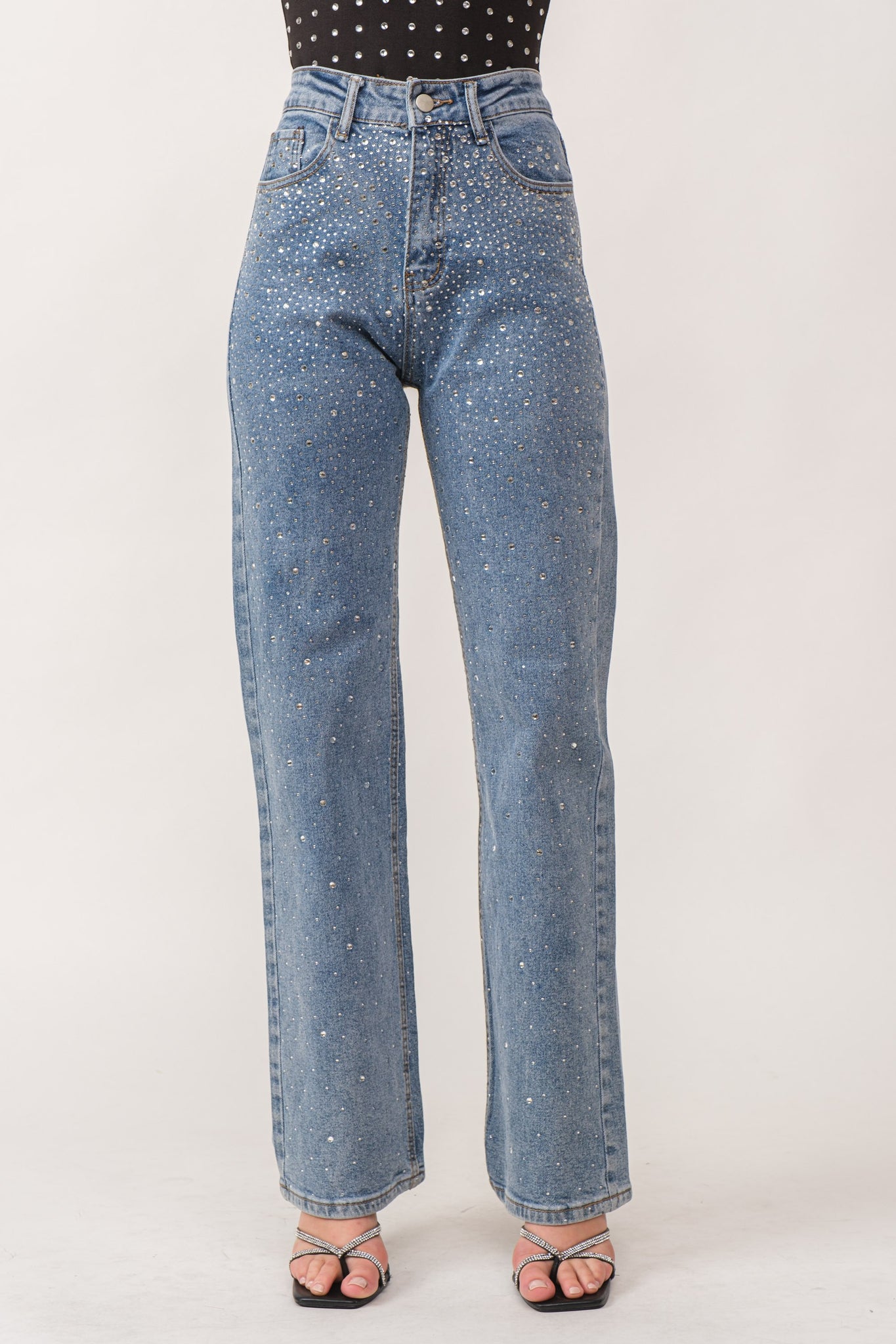 DARK RHINESTONE JEANS