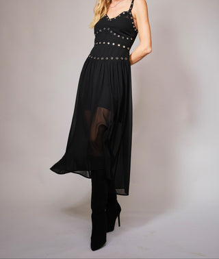 EYELET MIDI DRESS