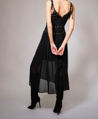 EYELET MIDI DRESS