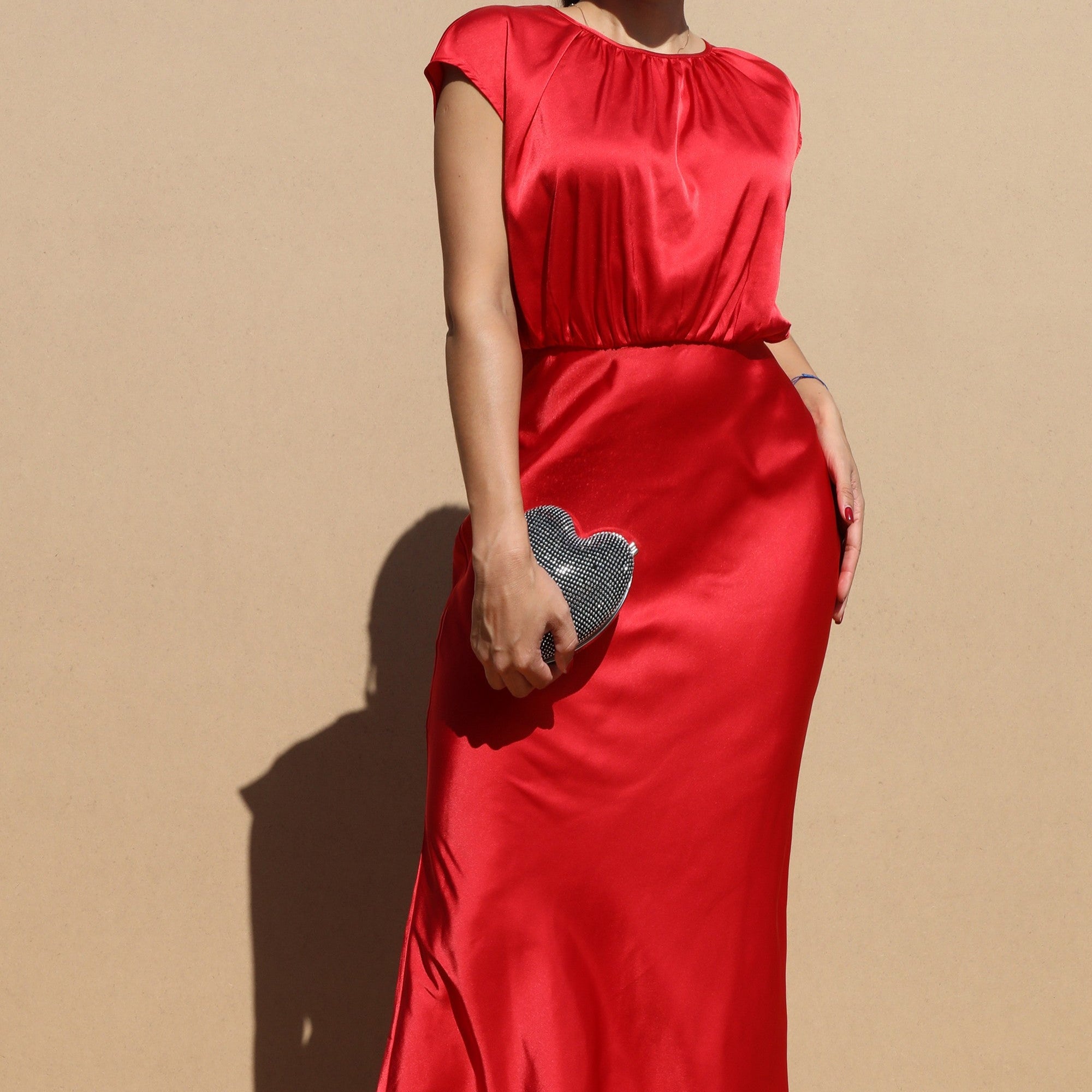 SATIN MIDI DRESS