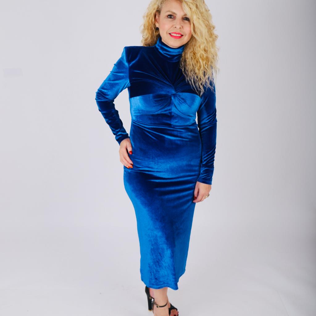 BLUE VELVET DRESS